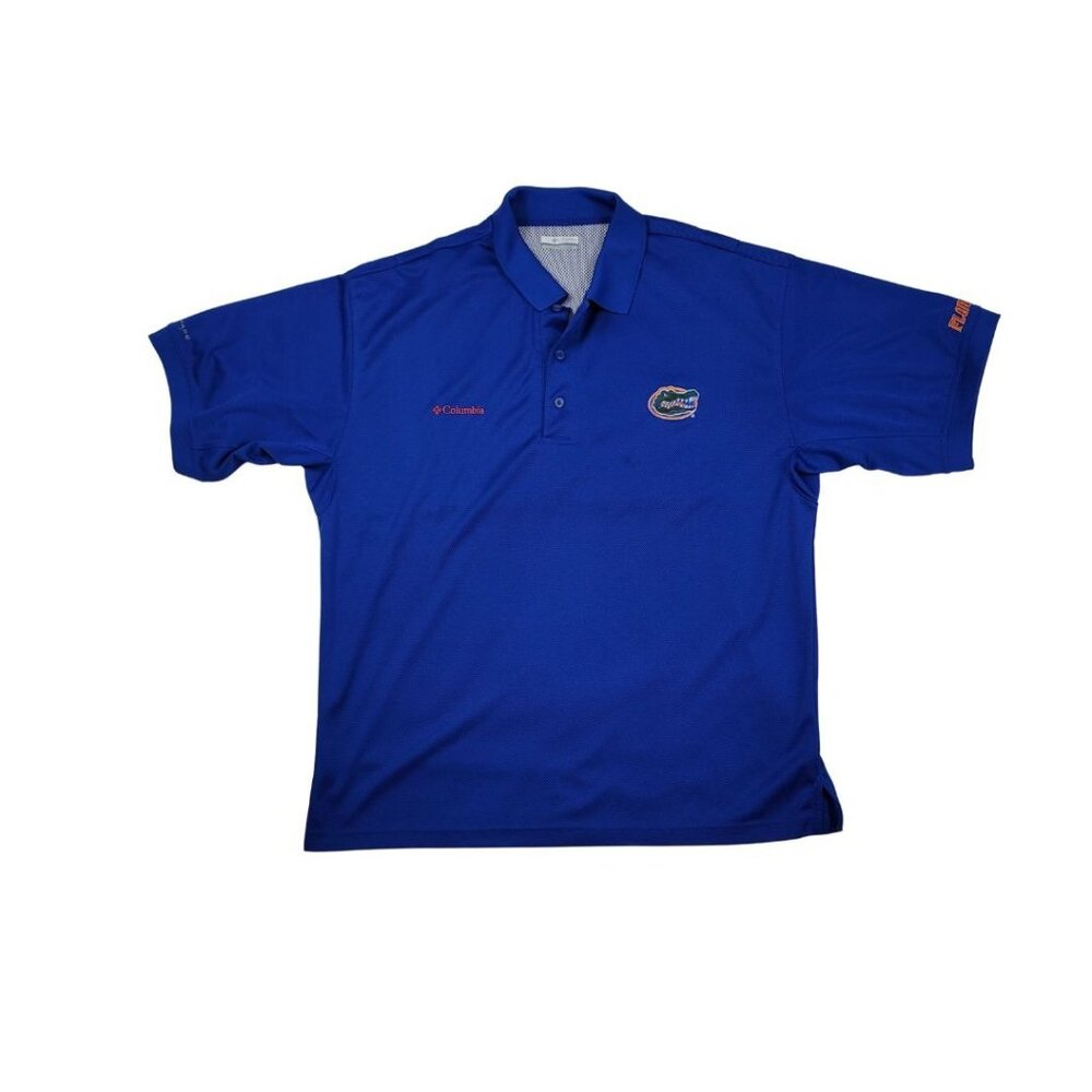 Columbia PFG Florida Gators Fishing Polo Shirt Size Large Royal Blue